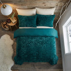 Rabbit Faux Fur Racing Green Duvet Cover Bedding Set-3