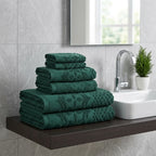 Versailles Jacquard 500gsm Jade Green 100% Cotton Towels-2