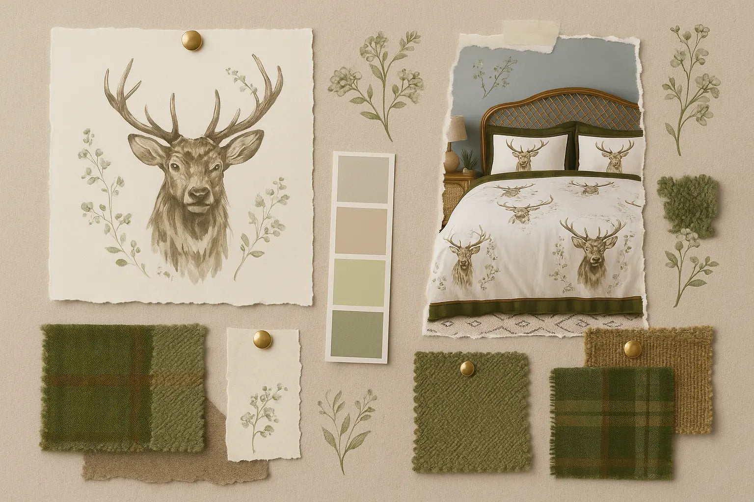 Angus Stag Flannelette Duvet Cover Bedding Set