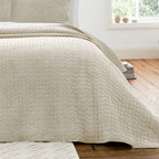Bianca Fine Linens Attica Velvet Bedspread - Natural