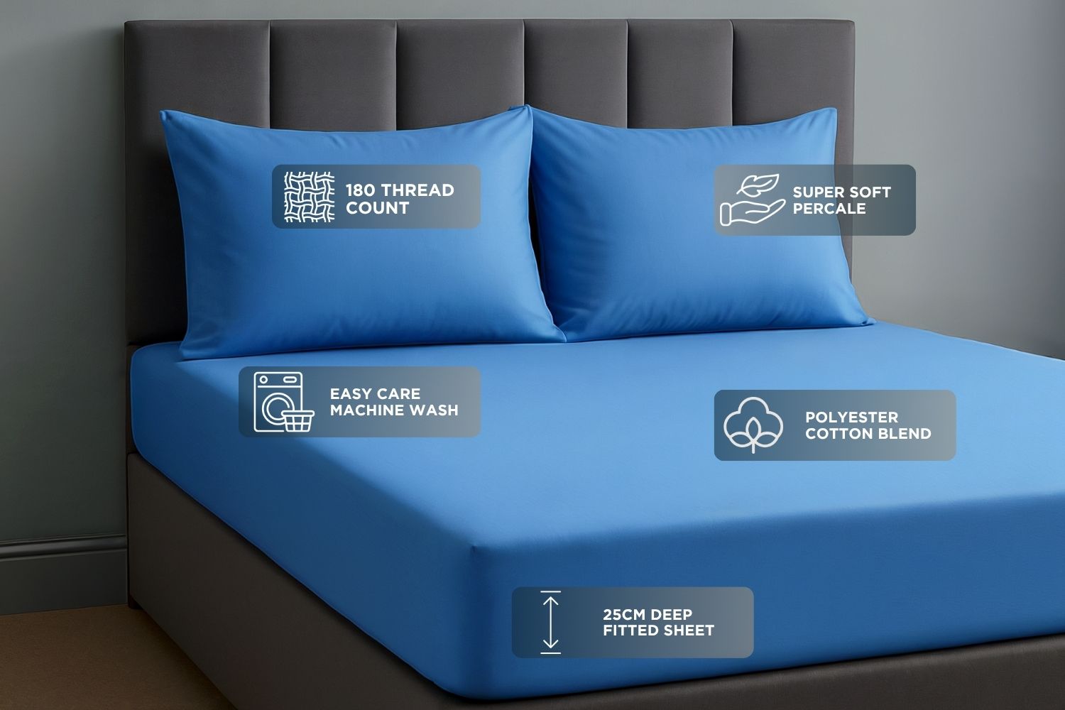 Percale Fitted Sheet 25cm Deep