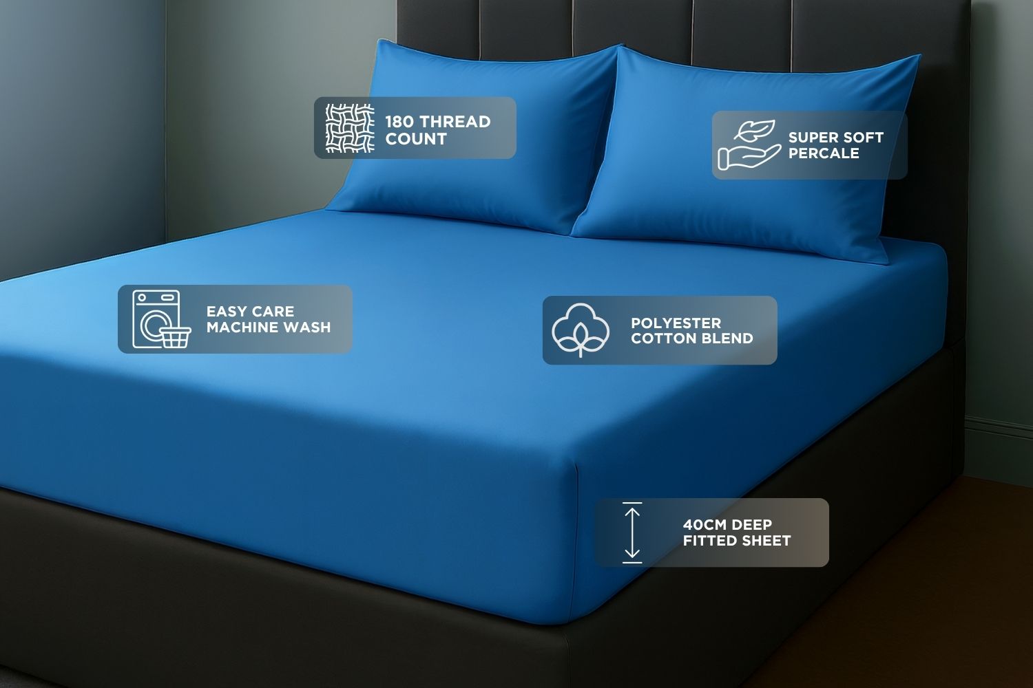 Percale Extra Deep Fitted Sheet 40cm Deep