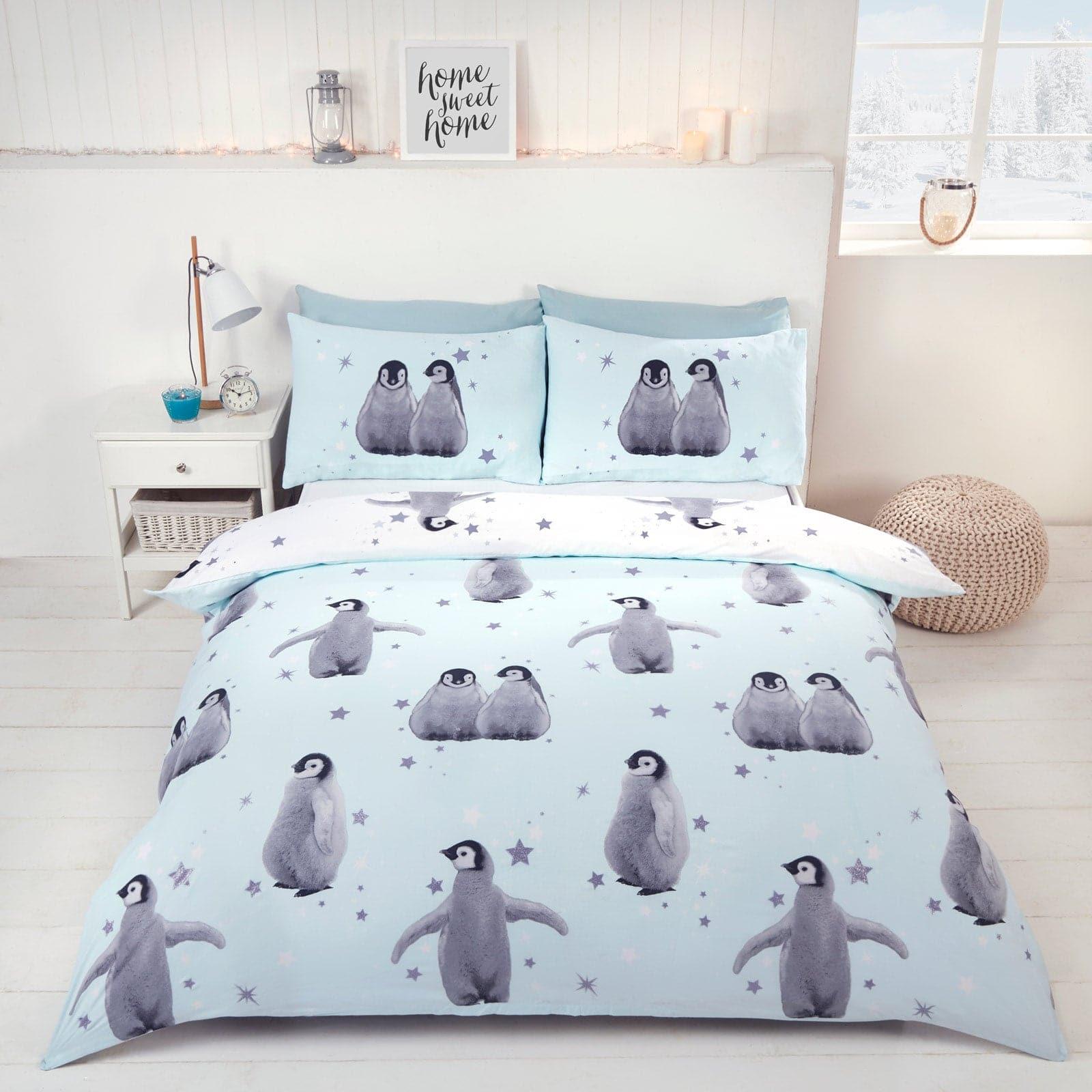 Starry Penguins Duvet Cover Set