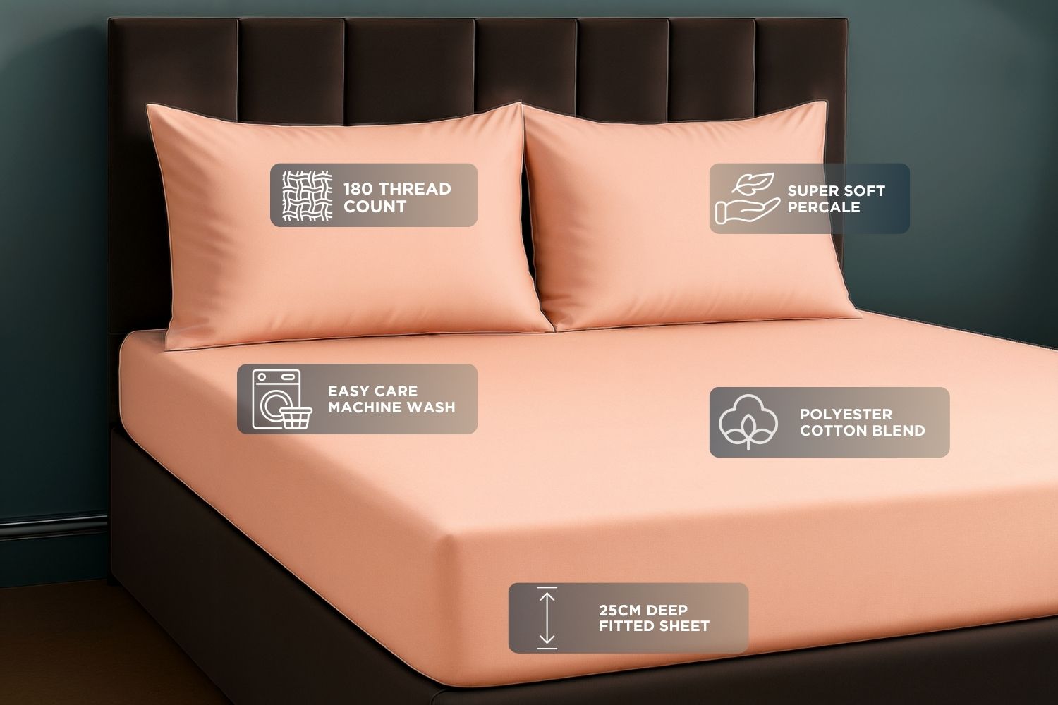 Percale Fitted Sheet 25cm Deep