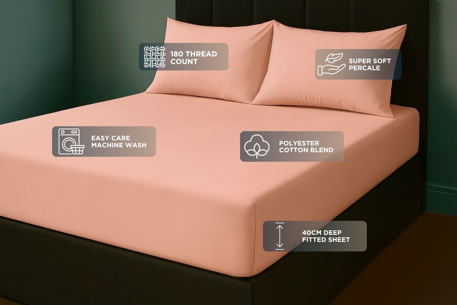Percale Extra Deep Fitted Sheet 40cm Deep