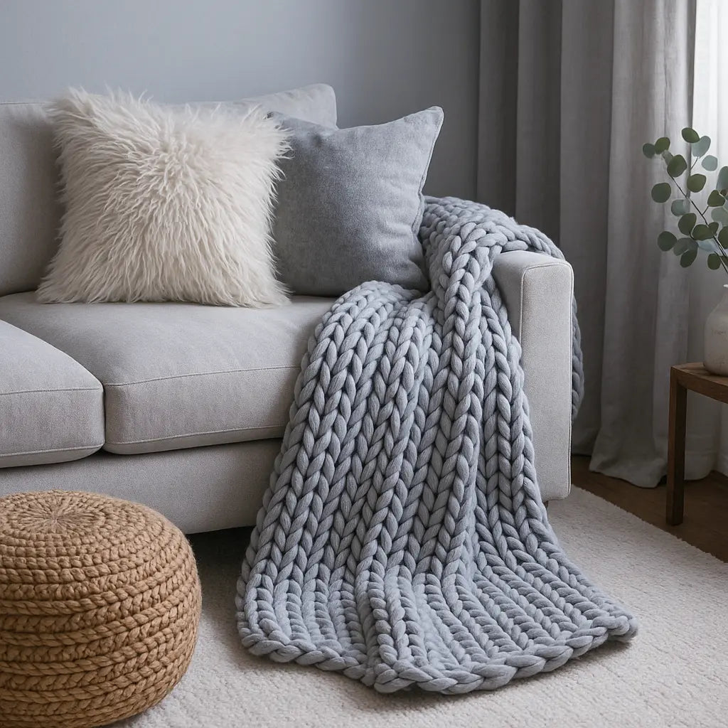 Cable Knit Throw Blanket 127cm x 152cm by Rapport Home