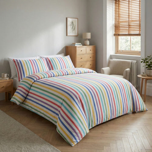 Candy Stripe Flannelette Duvet Cover Set