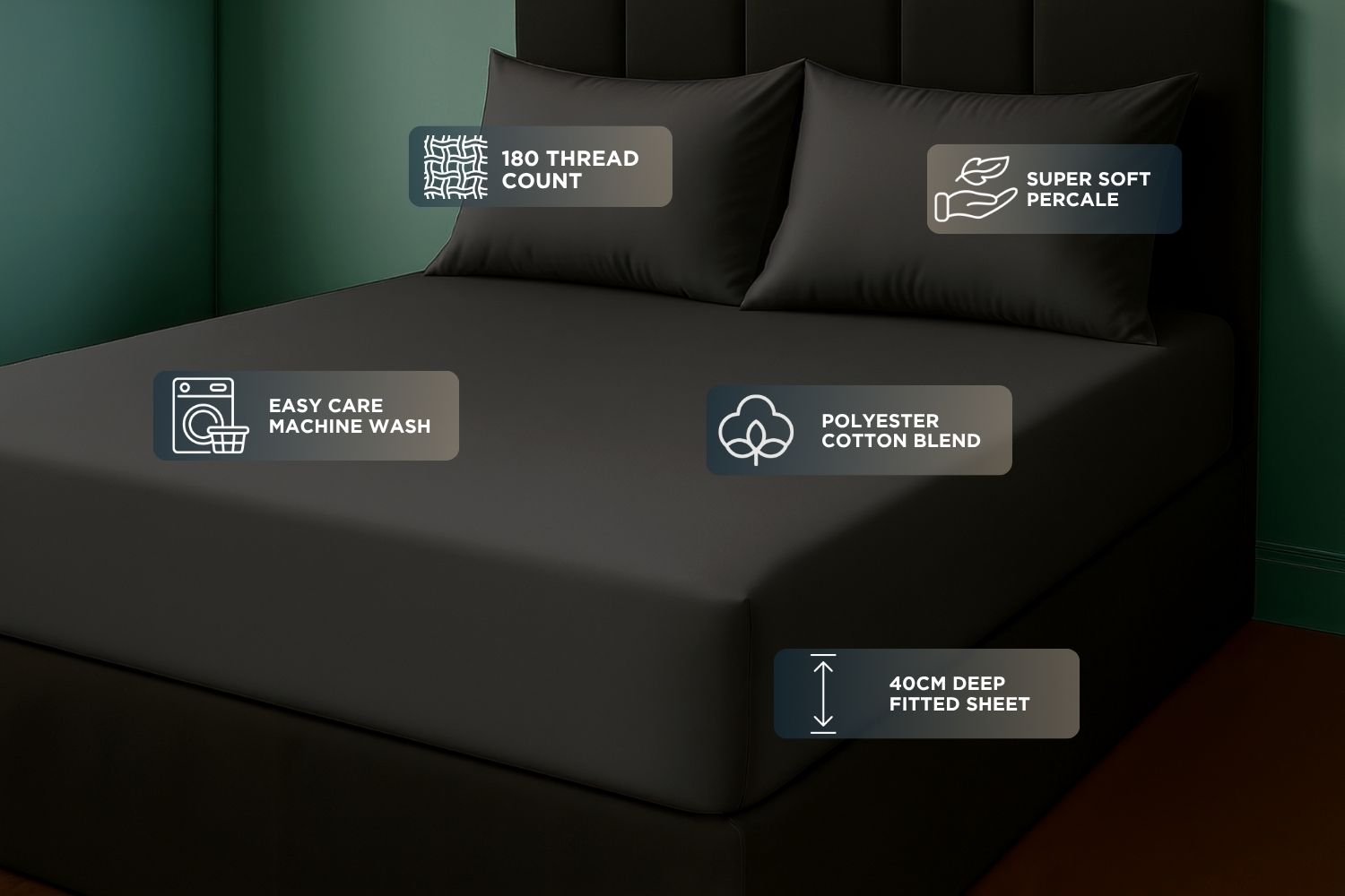 Percale Extra Deep Fitted Sheet 40cm Deep