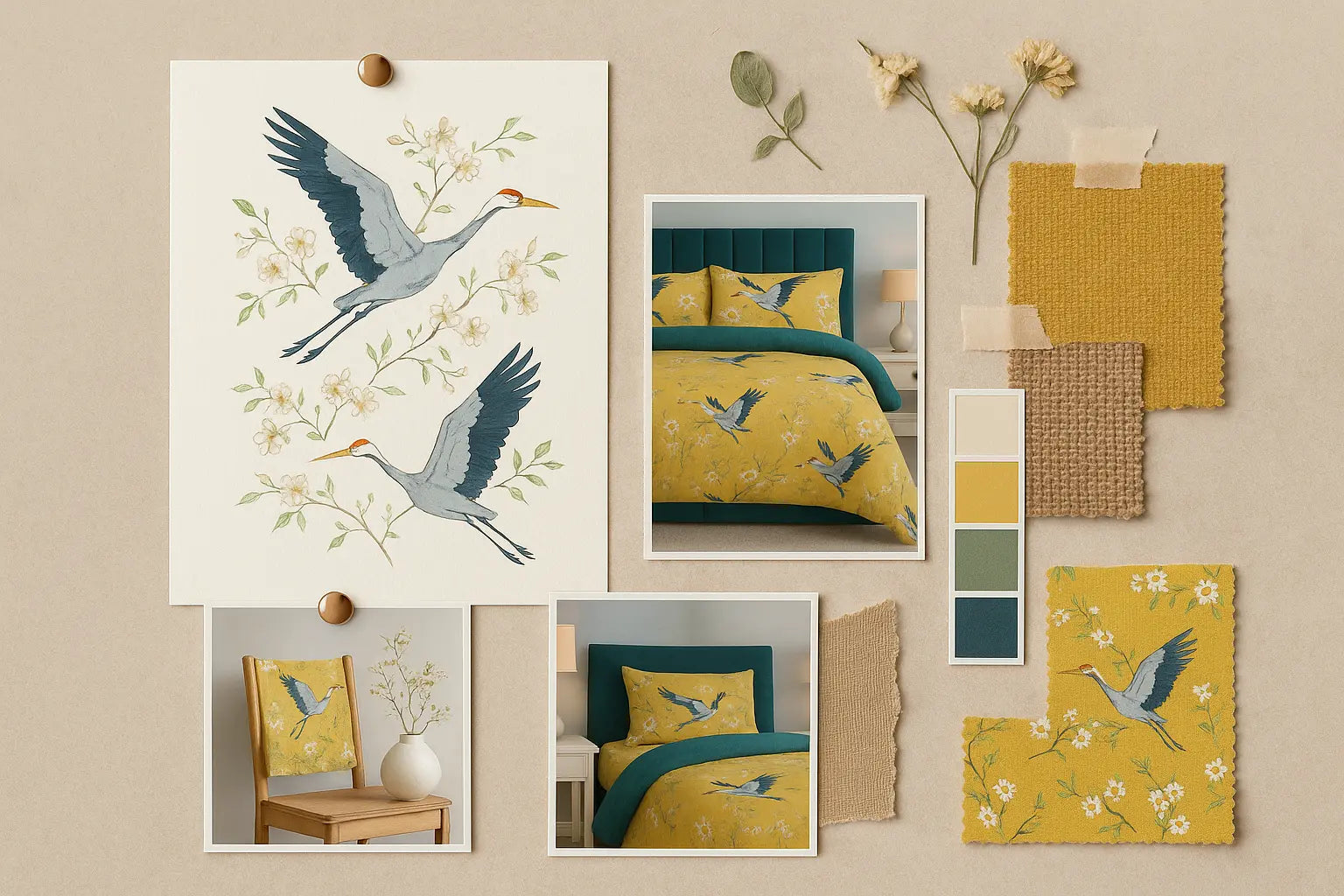 Cranes Duvet Cover Bedding Set