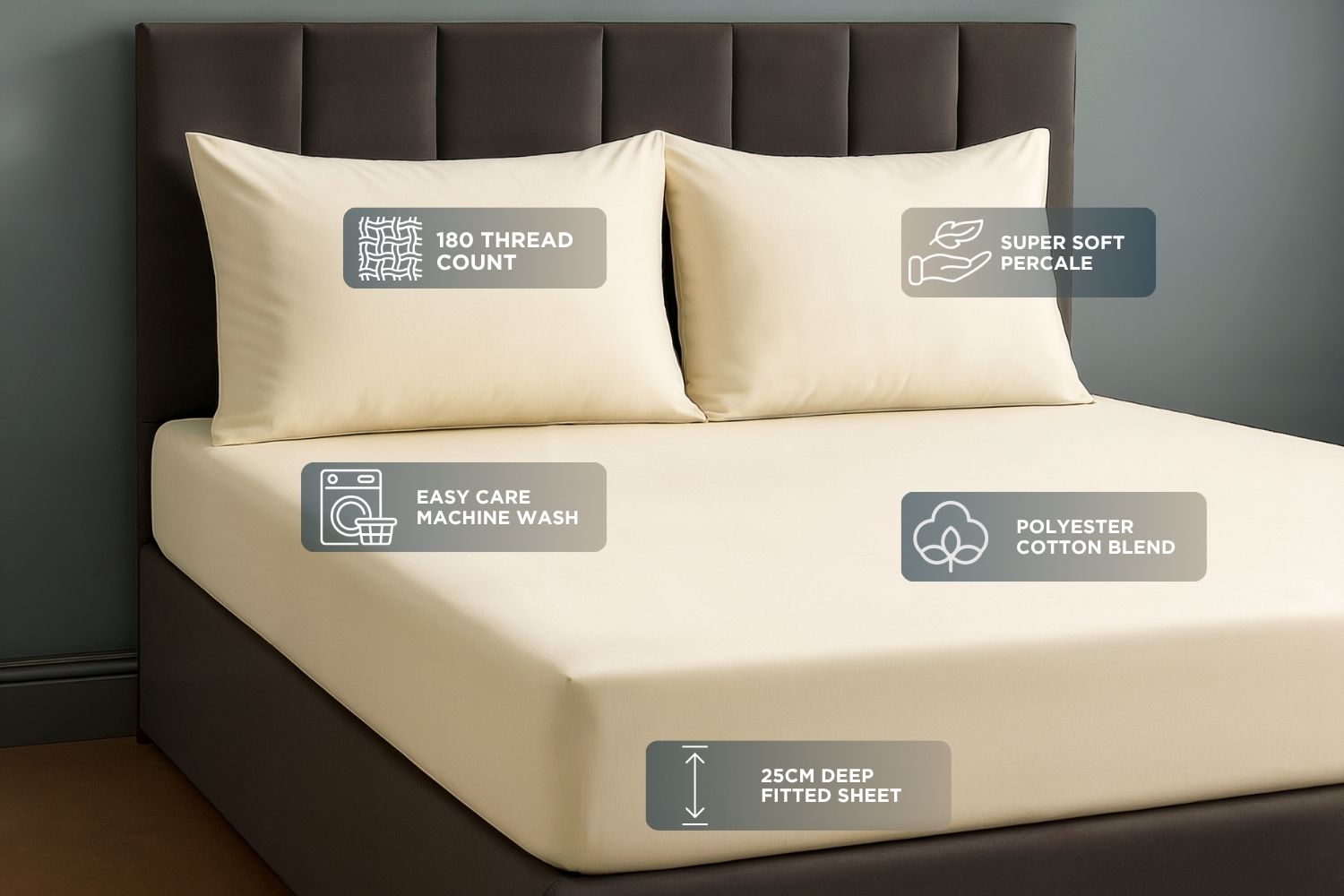 Percale Fitted Sheet 25cm Deep