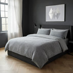 Diamond Cut Teddy Silver Grey Fleece Duvet Cover Bedding Set