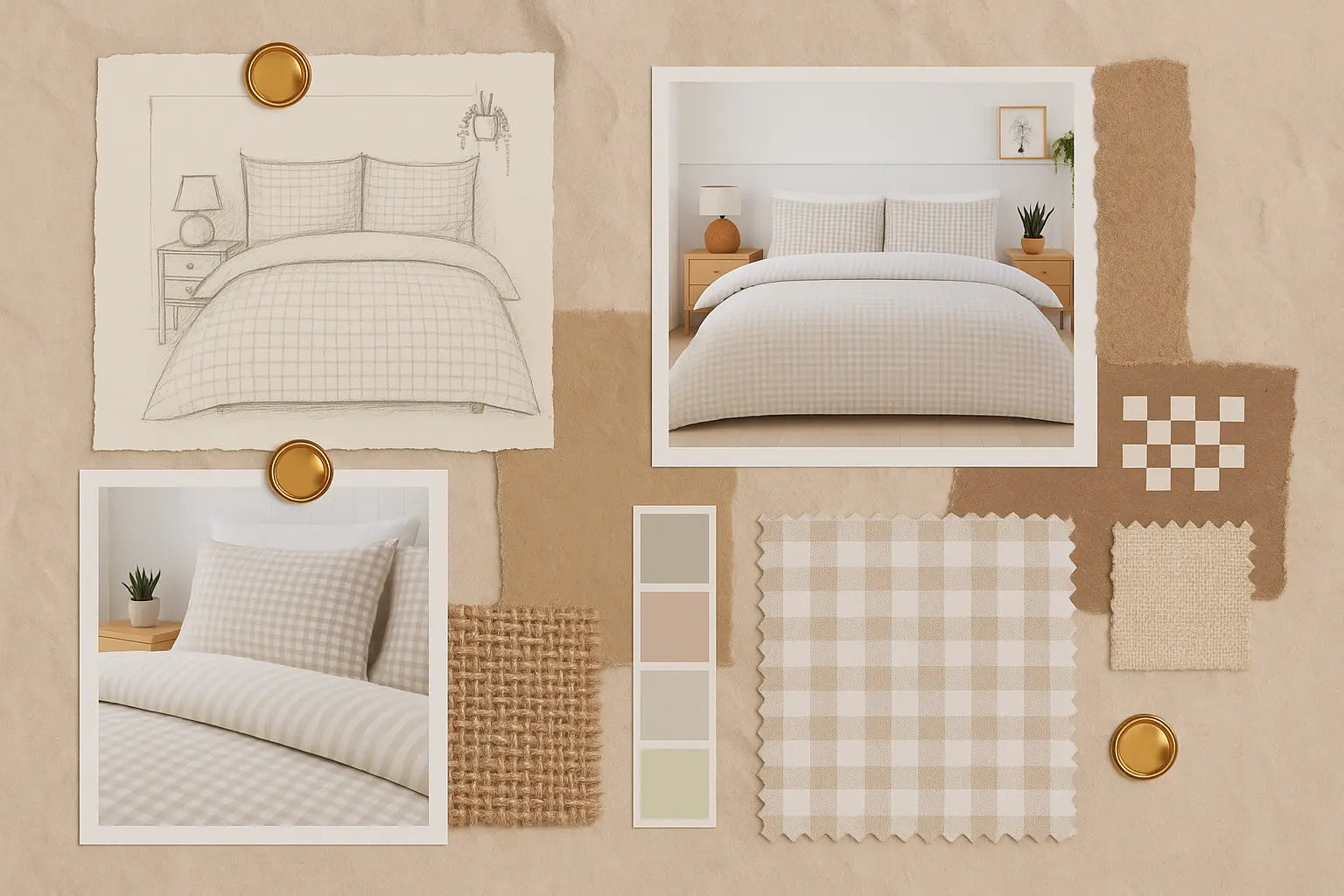 Gingham Check Duvet Cover Bedding Set