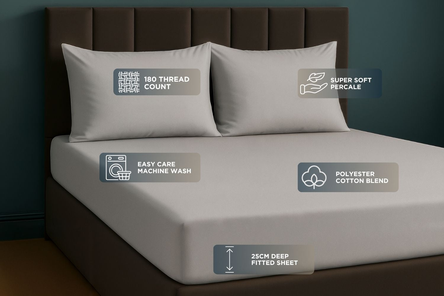 Percale Fitted Sheet 25cm Deep