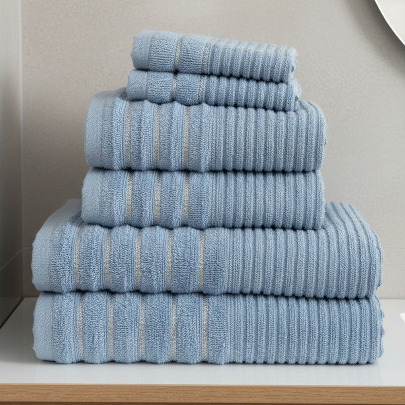 Linear 500gsm Cotton Towels - Sky Blue
