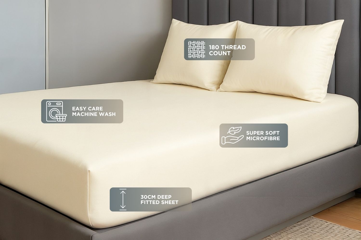 Microfibre Fitted Sheet 30cm Deep