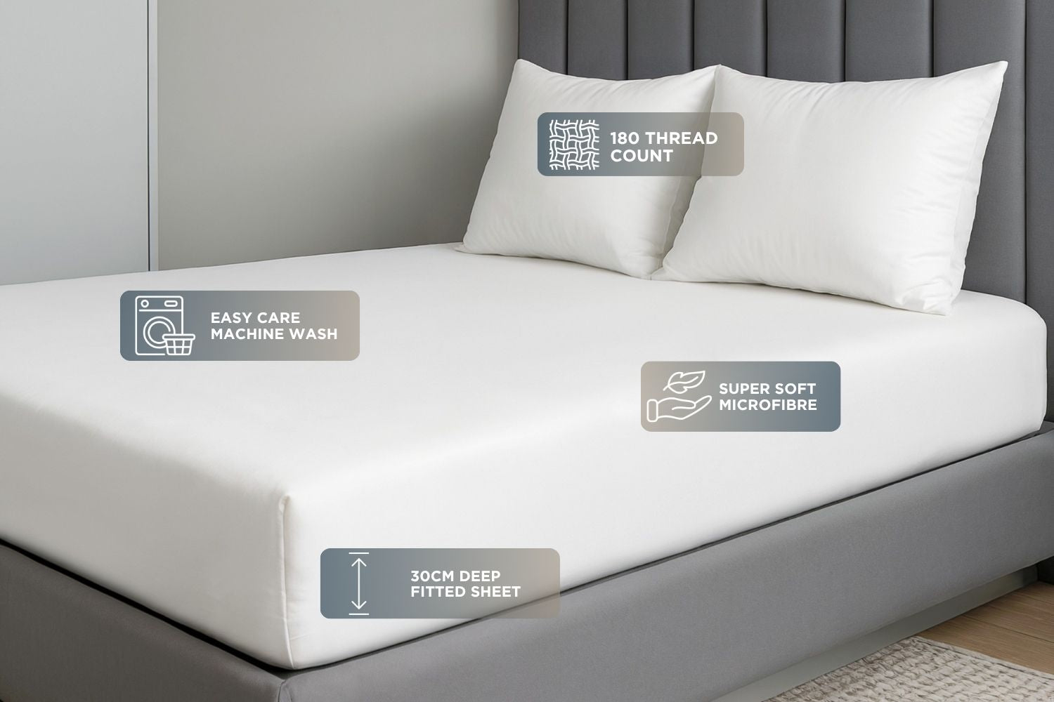 Microfibre Fitted Sheet 30cm Deep