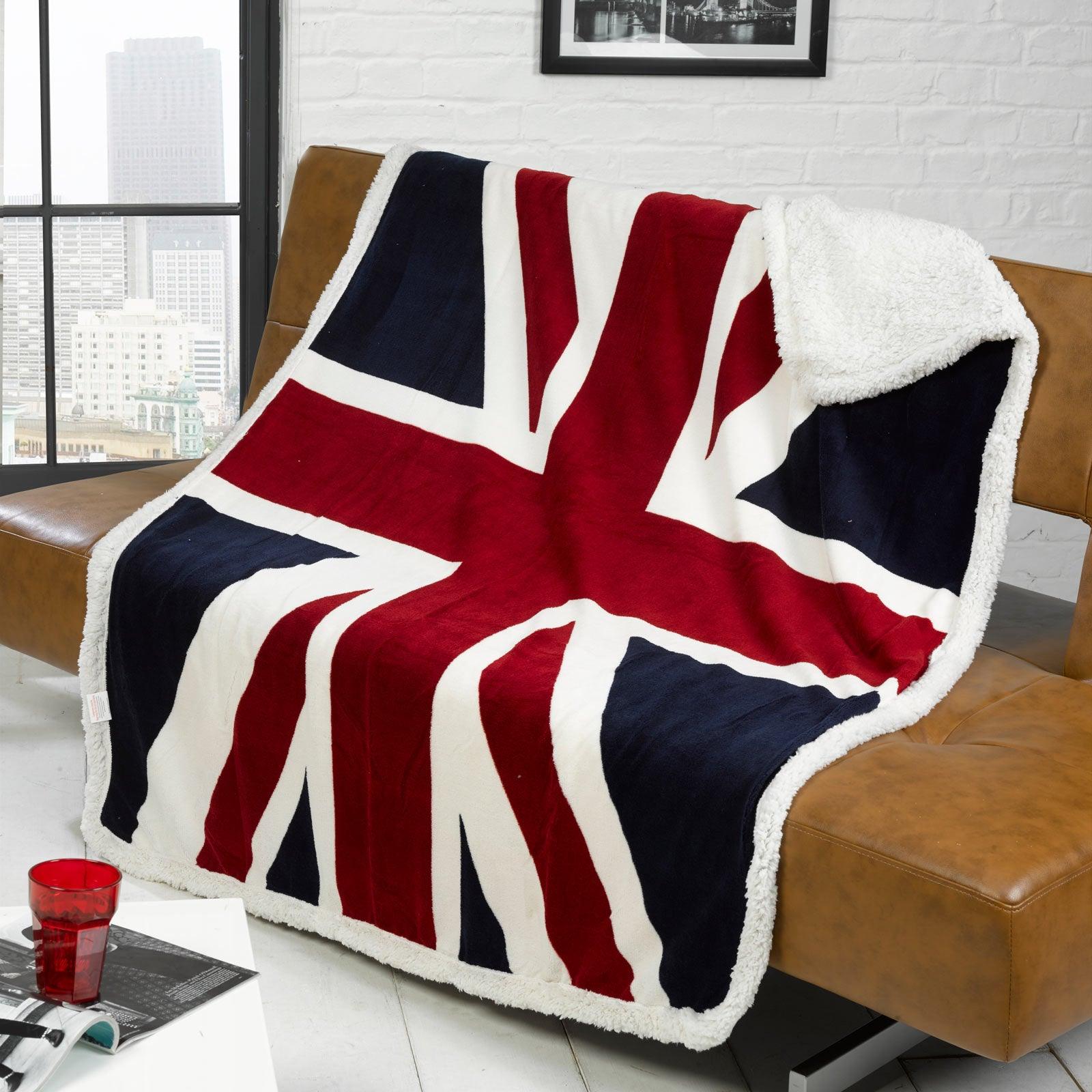 Union Jack Fleece Throw Blanket 130cm x 160cm by Rapport Home