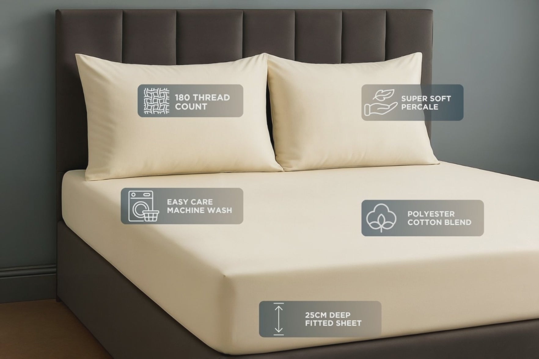 Percale Fitted Sheet 25cm Deep