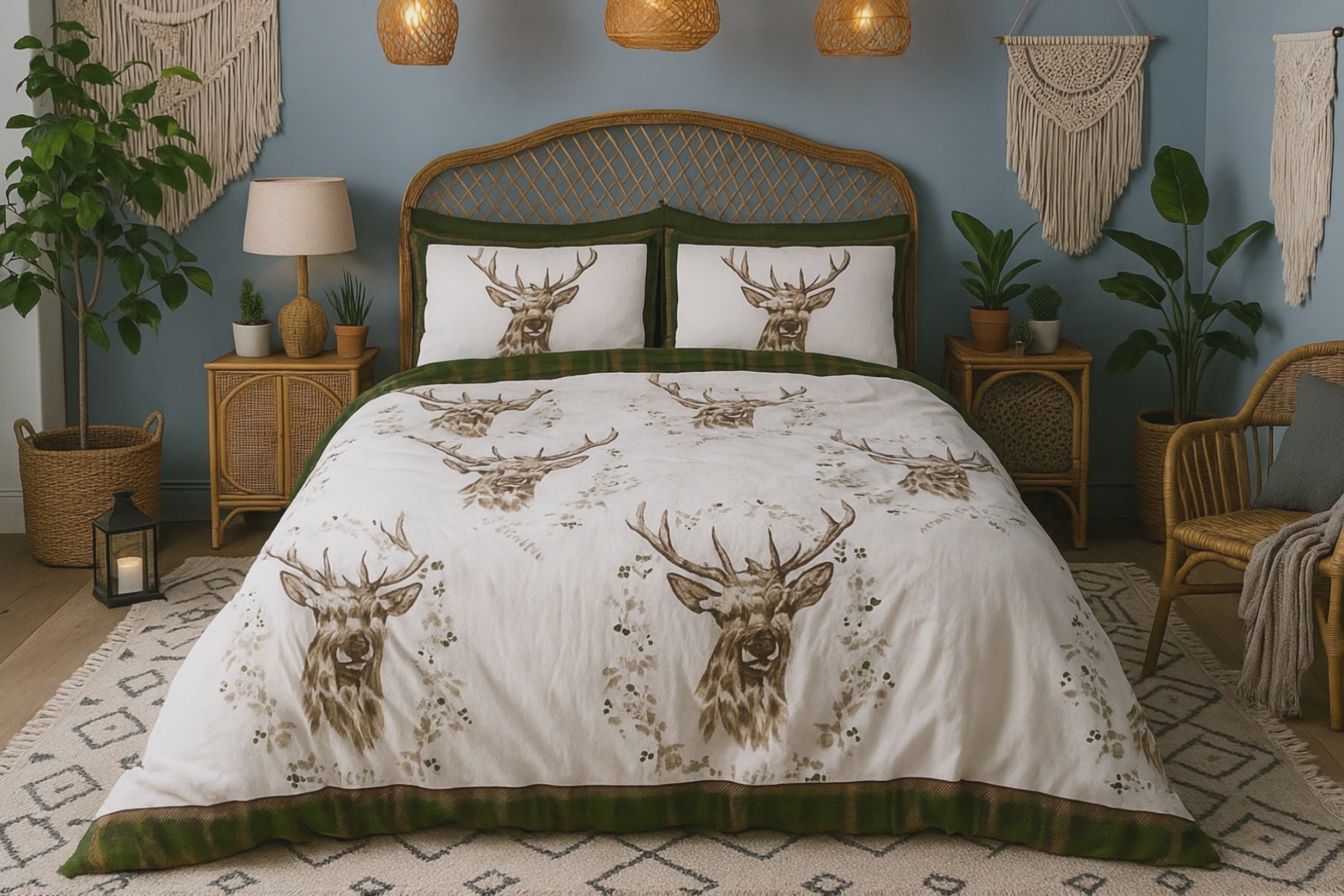 Angus Stag Flannelette Duvet Cover Bedding Set