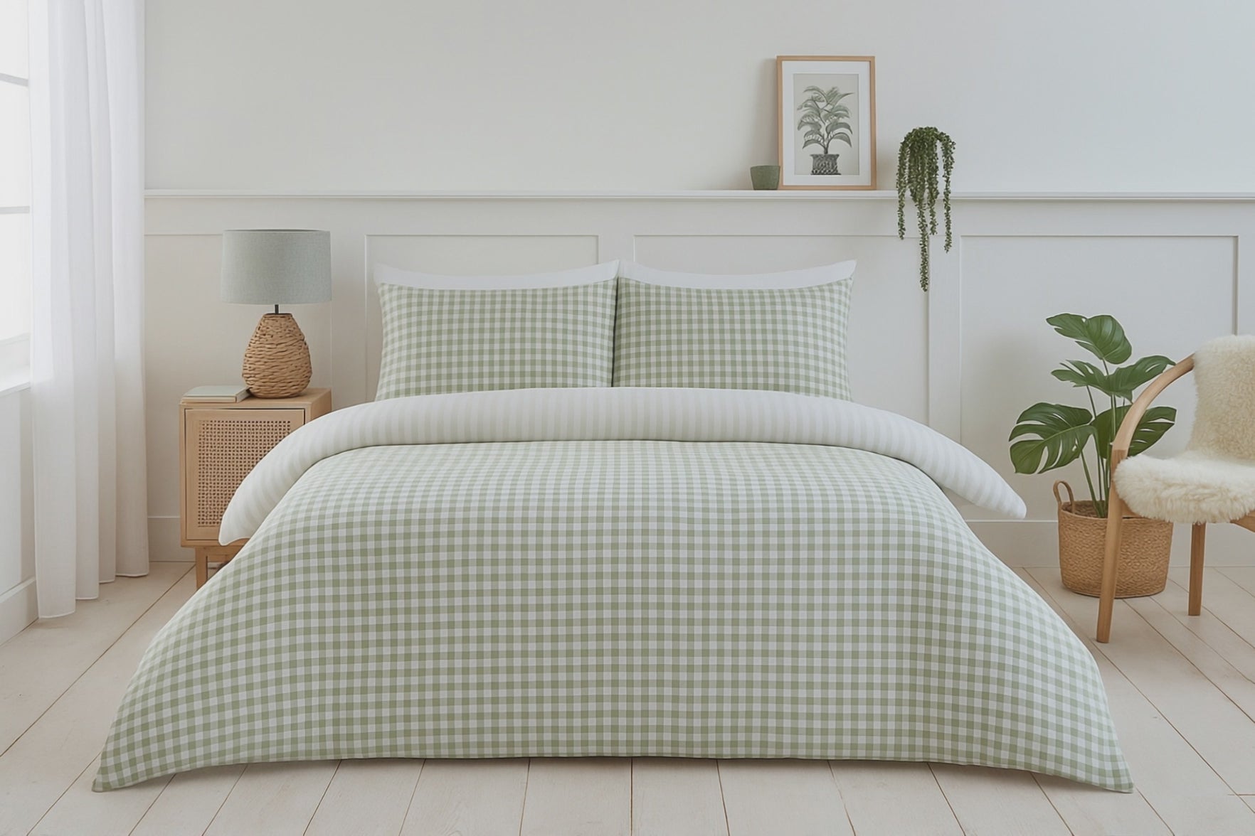 Gingham Check Duvet Cover Bedding Set