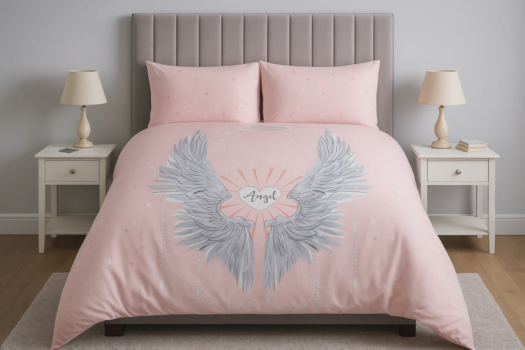 Angel Wings Duvet Cover Set Blush