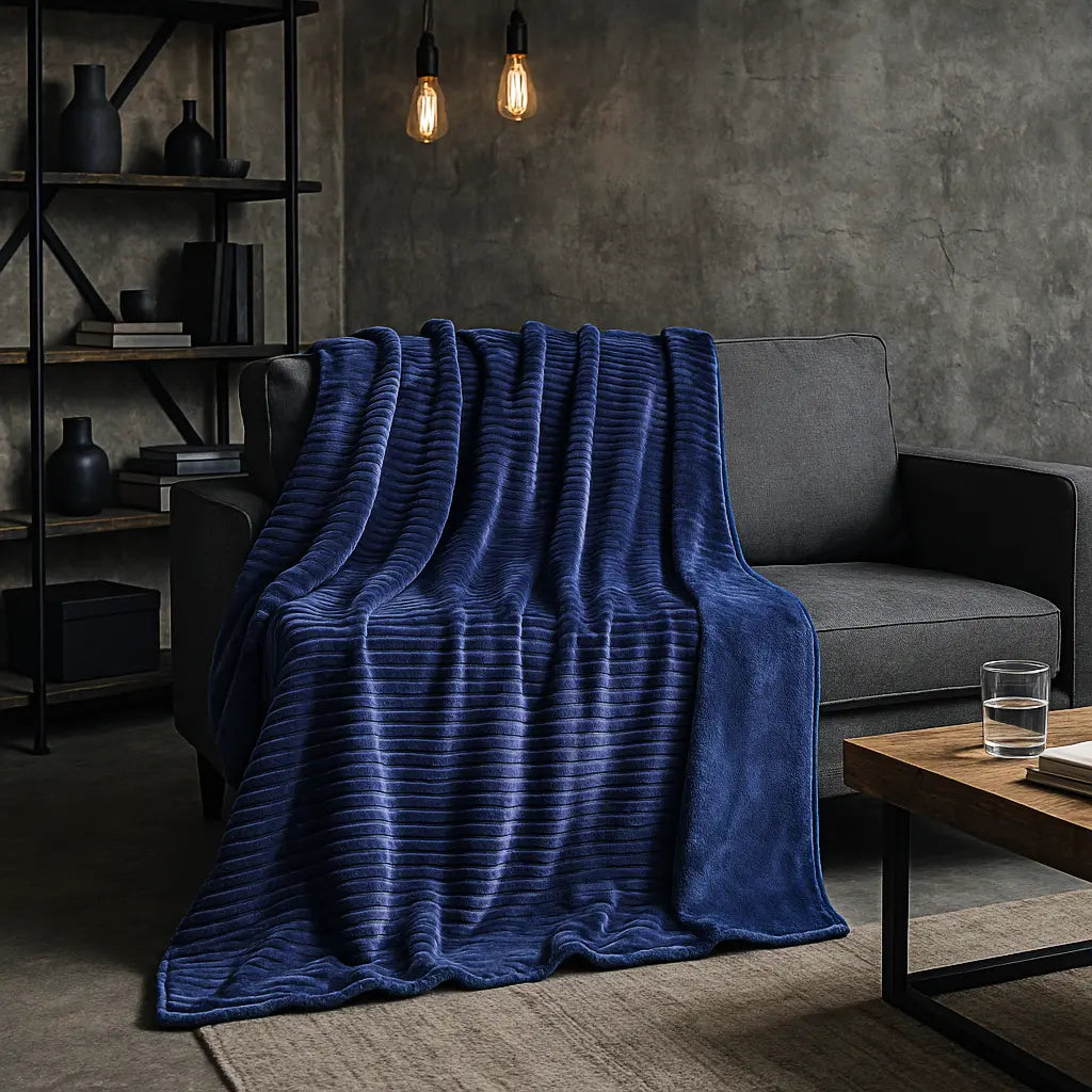 Ribbed Mink Blanket Throw by Rapport Home