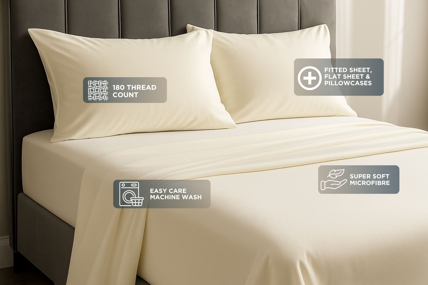Microfibre 180 Thread Count Sheet Set