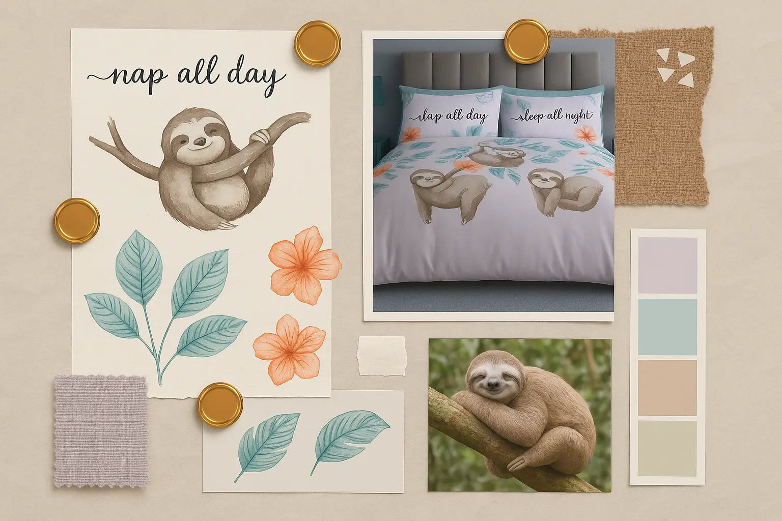 Sloths Duvet Cover Bedding Set