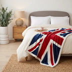 Union Jack Reversible Red Sherpa Fleece Throw Blanket 130cm x 160cm 2