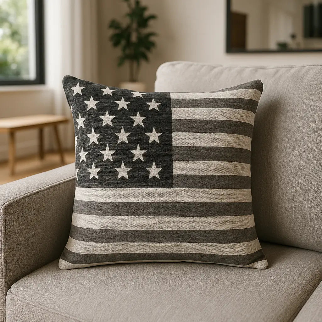American Flag Chenille Cushion Cover 18" x 18