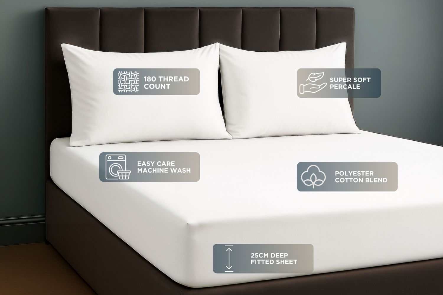 Percale Fitted Sheet 25cm Deep