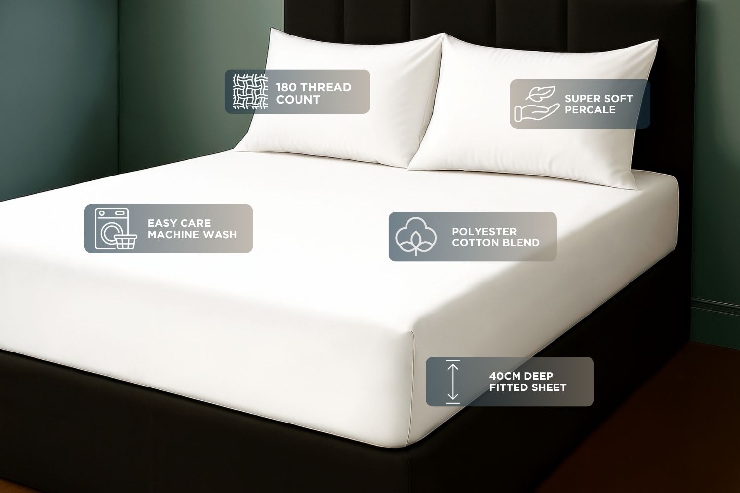 Percale Extra Deep Fitted Sheet 40cm Deep